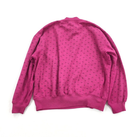 Vintage 1980 Vintage Mock Neck Floral Print Sweatshirt Size Large Womens Pink L - Picture 3 of 8